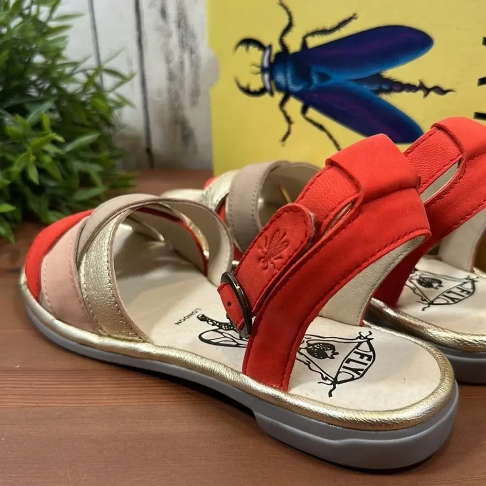 FLY London Cune Leather Multi-Strap Sandals Size 35‎